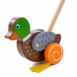 Bigjigs Toys Wooden Duck Push Along Toy - Quality Baby Wooden Toys, Push Along Toys for 1 Year Olds, Balance & Hand Eye Coord ...