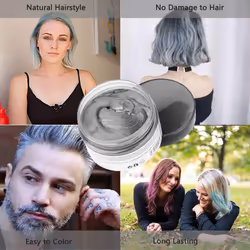 Gray Temporary Hair Dye Hair Wax Color Hairstyle Cream for Men and Women Fashion Gray Hair Spray Color Sliver Grey Hair Spray Color Hair Paint Wax Sui