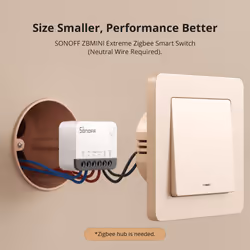 ZigBee Mini Smart Switch, Light Switch, 2 Way Control, Compatible with Alexa, Google Home and SONOFF Hub, ZigBee 3.0 Gateway Hub Required, Neutral