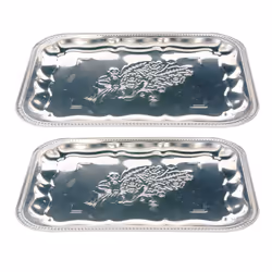 Metal Platter Trays Serving Food Sandwich Tray - Set of 2 Rectangle