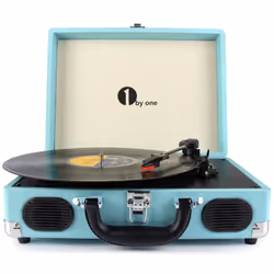 1byone Belt-Drive 3-Speed Portable Vinyl Turntable with Built in Speakers, Supports RCA Output / Headphone Jack / MP3 / Mobil ...