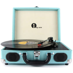 1byone Belt-Drive 3-Speed Portable Vinyl Turntable with Built in Speakers, Supports RCA Output / Headphone Jack / MP3 / Mobile Phones Music...