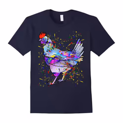 BBTee: Watercolor Colorful Rooster T-Shirt Chickens Lover-Father's Day - M