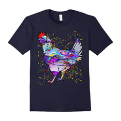 BBTee: Watercolor Colorful Rooster T-Shirt Chickens Lover-Father's Day - L