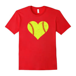 Distressed Heart Tshirt Softball Life MOM Youth LOVE-Father's Day - S