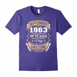 September 1963 â 54th Birthday Gifts Funny Tshirt-Father's Day - M