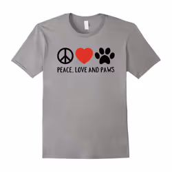 Peace, Love and Paws Dog Lover Rescue Pet Adoption T-Shirt-Father's Day - S