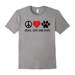 Peace, Love and Paws Dog Lover Rescue Pet Adoption T-Shirt-Father's Day - M