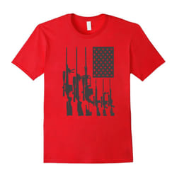 Gun Lovers In The USA: American Flag With Gun T-Shirt-Father's Day - S