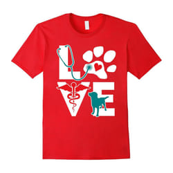 Veterinary Love Dog v. Teal T-shirt-Father's Day - S