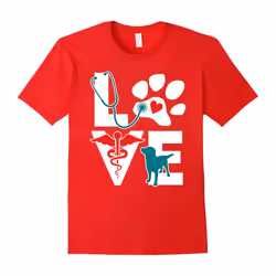Veterinary Love Dog v. Teal T-shirt-Father's Day - XXXL