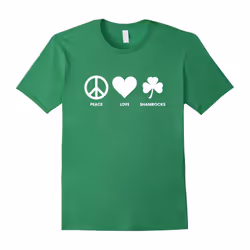 TumbleTee Unisex Peace Love Shamrocks St. Patrick's Day T-shirt-Father's Day - S