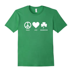 TumbleTee Unisex Peace Love Shamrocks St. Patrick's Day T-shirt-Father's Day - XXXL
