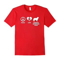 Peace Love Bernese Mountain Dog Funny Dog Lover T-Shirt-Father's Day - S