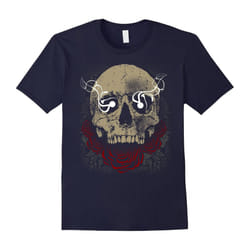 Glaring Skull Smolder Rose Gothic Dead Beauty Love T-shirt-Father's Day - S