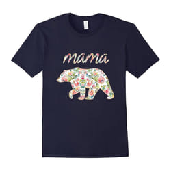 Mama Bear Floral Tee, Mom Graphic T-Shirt, Matching Family-Father's Day - XL