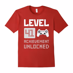 41st Birthday Gifts Made in 1976 Level 41 Unlocked Tee Shirt-Father's Day - L