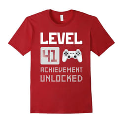 41st Birthday Gifts Made in 1976 Level 41 Unlocked Tee Shirt-Father's Day - XL