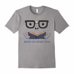 Because Books are Brain Food T shirt, Book Lovers T shirt-Father's Day - S