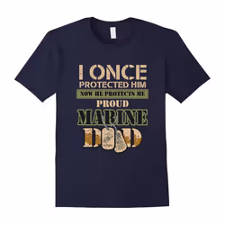 Men's Proud Marine Dad of his Military Son T-Shirt-Father's Day - L