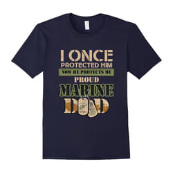 Men's Proud Marine Dad of his Military Son T-Shirt-Father's Day - XXL