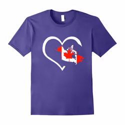 Love Heart Canada Flag Map T Shirt for Canadian Gifts-Father's Day - XL