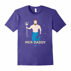 Mens Majestic Mer-Daddy Birthday Gift For Dad T-shirt-Father's Day - XL