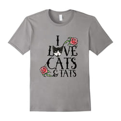 I love cats and tats t-shirt cat lover tattoo lovers tee-Father's Day - M