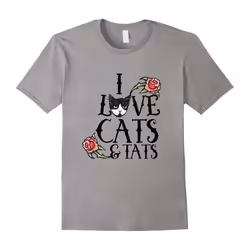 I love cats and tats t-shirt cat lover tattoo lovers tee-Father's Day - XXXL