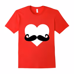 Heart Mustache Tshirt Funny Valentine Day Boys Men Love Cute-Father's Day - L
