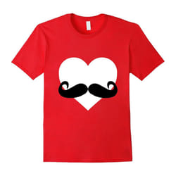 Heart Mustache Tshirt Funny Valentine Day Boys Men Love Cute-Father's Day - XXXL