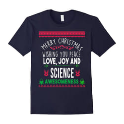 Merry Christmas peace love joy & science awesomeness t-shirt-Father's Day - S