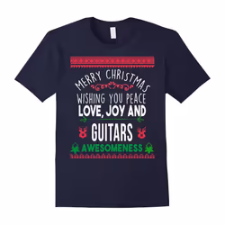 Merry Christmas peace love joy & guitars awesomeness t-shirt-Father's Day - L