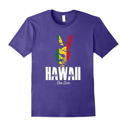 One Love Hawaii Peace Sign! Hawaiian Vacation T-Shirt-Father's Day - L