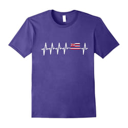 Heartbeat Hawaii T-Shirt Hawaiian Vacation Flag Map Gifts-Father's Day - L