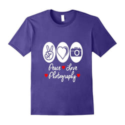 Peace Love Photography Novelty T-Shirt-Father's Day - L