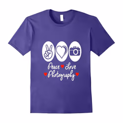 Peace Love Photography Novelty T-Shirt-Father's Day - XXXL
