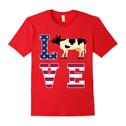 I Love My Cow â Dairy Farming Cow Love USA Flag T-Shirt-Father's Day - M