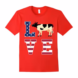 I Love My Cow â Dairy Farming Cow Love USA Flag T-Shirt-Father's Day - XXXL