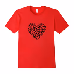 Paw Print Heart Tee Love Dog Pet Animal Lover T-Shirt-Father's Day - S