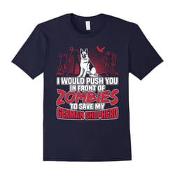 German Shepherd and Zombies Halloween Gifts T Shirt-Father's Day - L