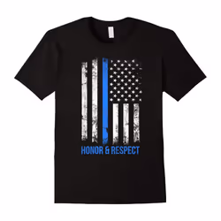 Honor Respect Thin Blue Line Police Lives Matter T-Shirt-Father's Day - S