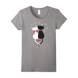 Cute Cat Couple Love Valentine Day T-shirt for Women-Father's Day - XXL