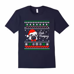 Ugly Christmas Sweater Bah Humpug T-Shirt Pug Dog Lover Gift-Father's Day - S