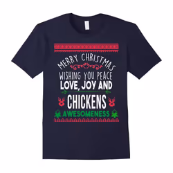 Merry Christmas peace love joy chickens awesomeness t-shirt-Father's Day - L