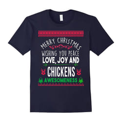 Merry Christmas peace love joy chickens awesomeness t-shirt-Father's Day - XXL