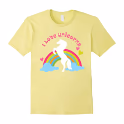 Unicorn and Rainbow Tee I Love Unicorns Fantasy T-shirt-Father's Day - XXL