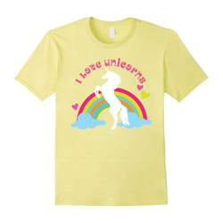 Unicorn and Rainbow Tee I Love Unicorns Fantasy T-shirt-Father's Day - XXL