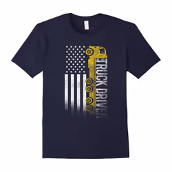 American Truck Driver USA Flag Proud Freedom Lover Tee Shirt-Father's Day - M
