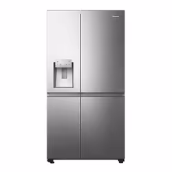 Hisense RS818N4IIE, Freestanding, American door, Stainless steel, Touch, LED, On door